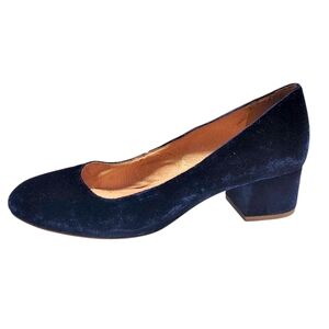 Madewell Blue Crushed Velvet Ella Pump Short Slip On Heels Women's Size 7